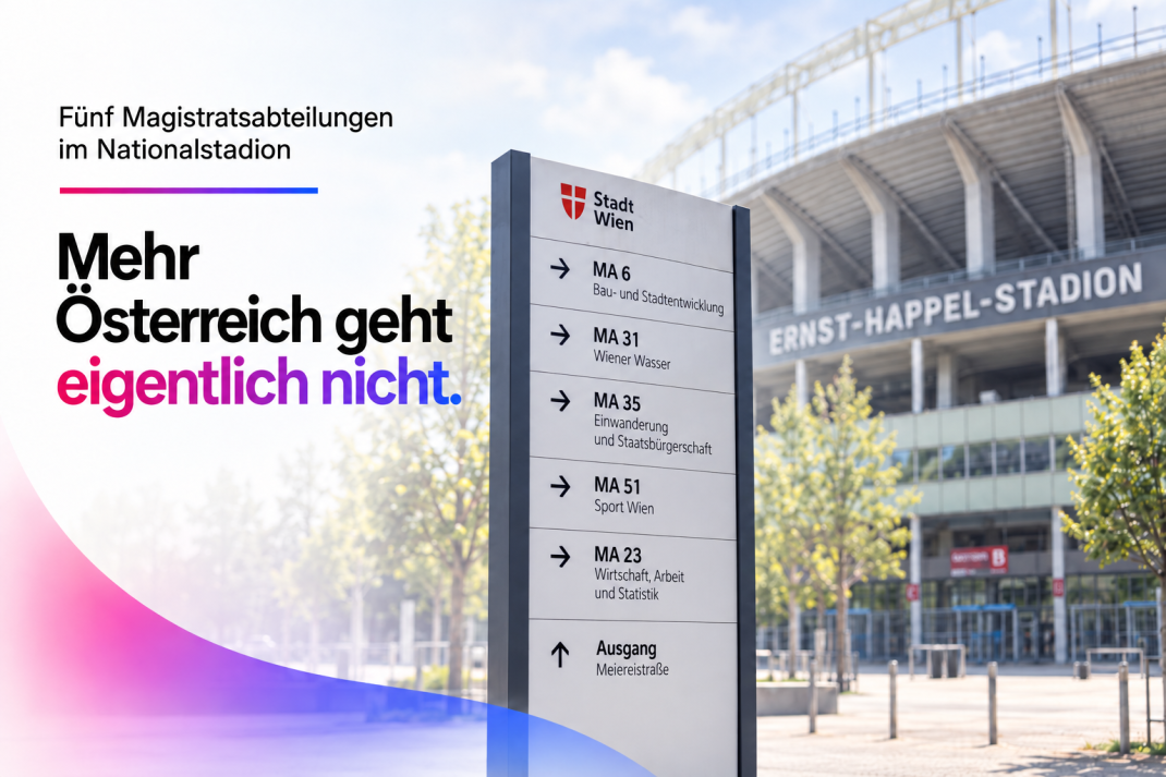 Impulsschmiede – Fünf Magistratsabteilungen unter dem Dach des Nationalstadions. Mehr Österreich geht eigentlich nicht.